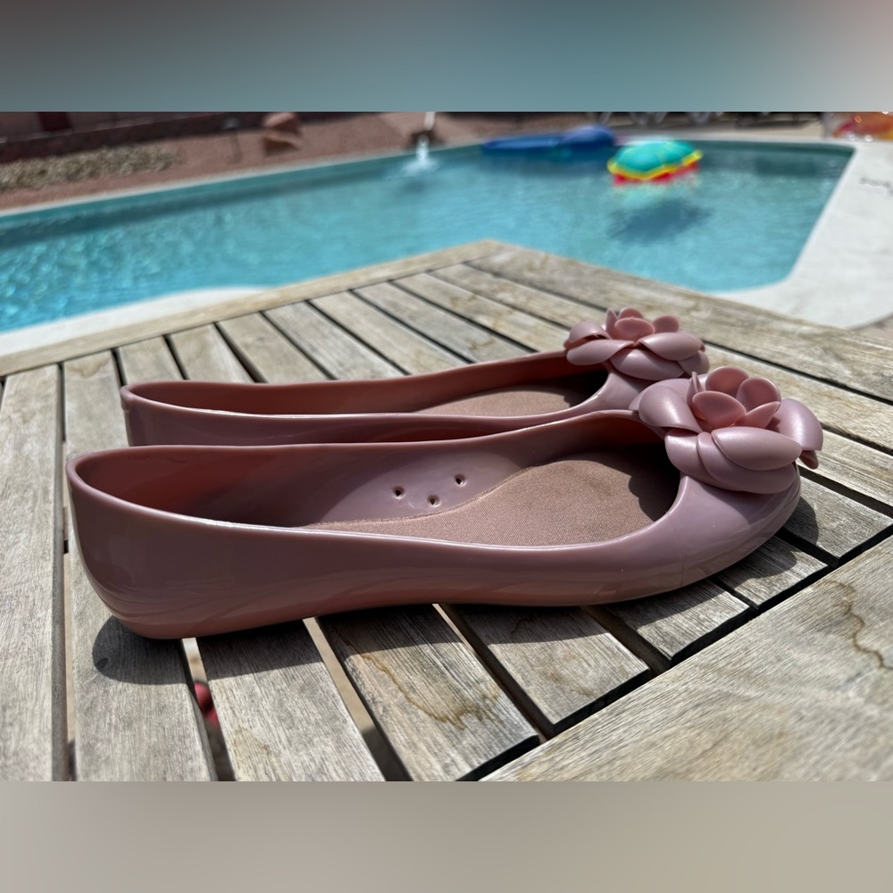 Kate Spade Jade Flower Dusty Rose Jelly Ballet Flats! Size 8 - Picture 4 of 6